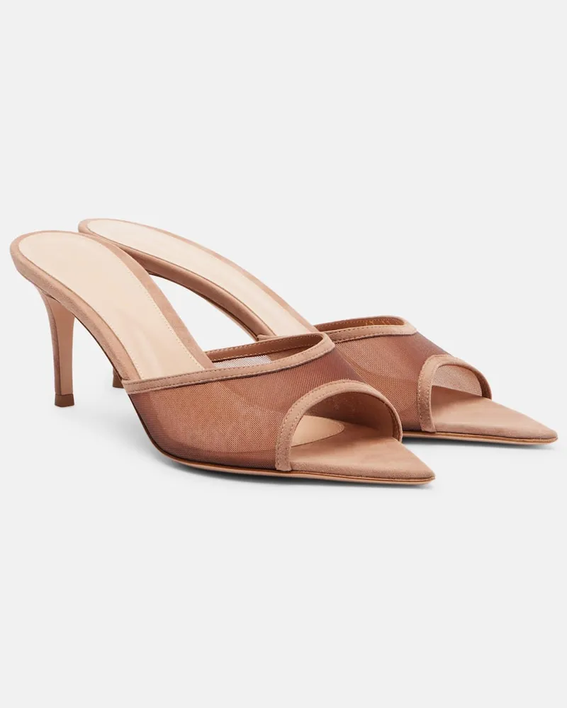Gianvito Rossi Pantoletten Sienna 70 mit Veloursleder Braun