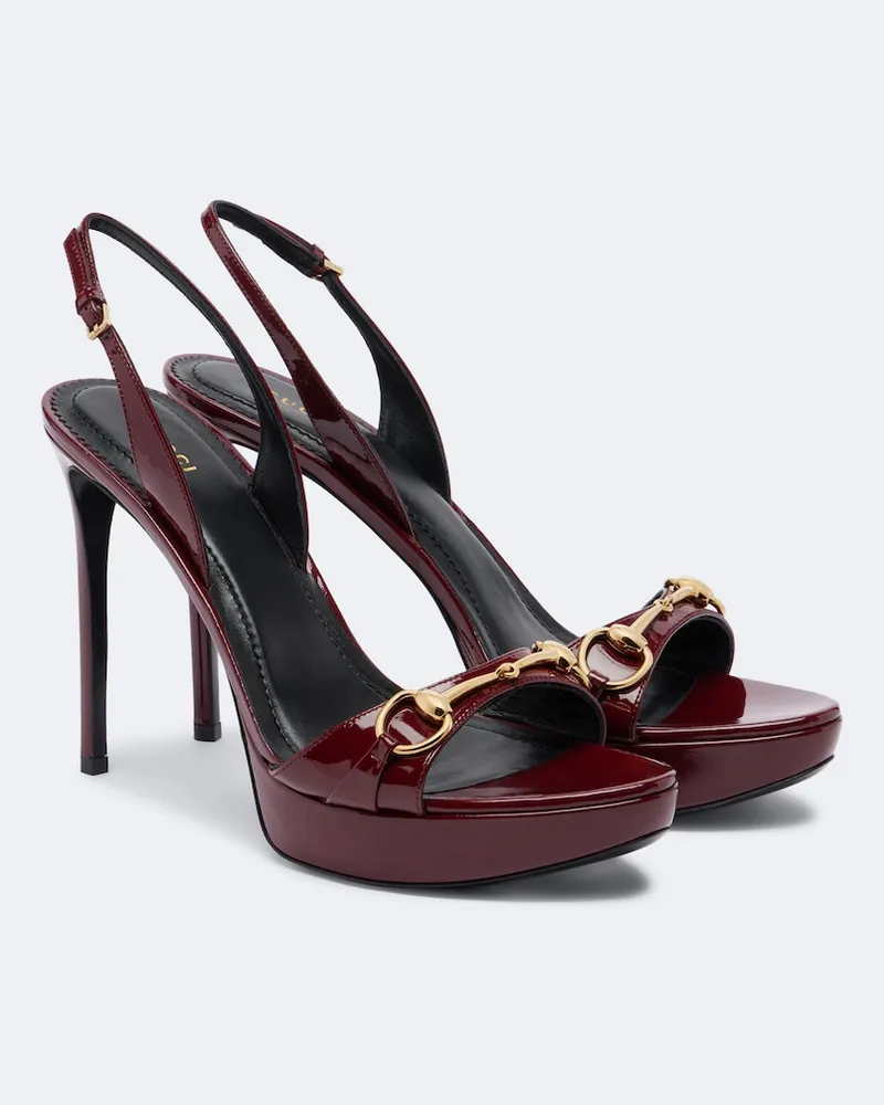 Gucci Plateausandalen Donna aus Lackleder Burgunderrot