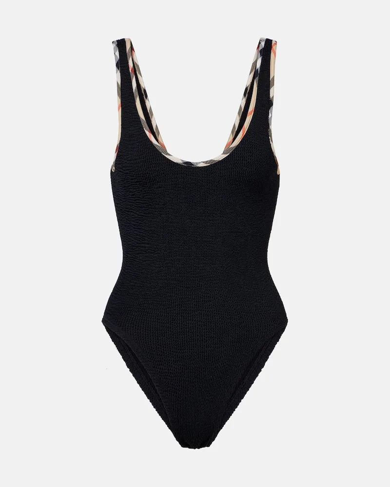 Burberry X Hunza G Faye Burberry Check Badeanzug Schwarz