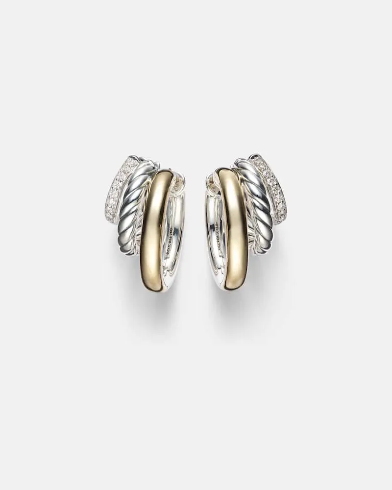 David Yurman Ohrringe DY Mercer® aus 18kt Gelbgold und Sterlingsilber mit Diamanten Silber