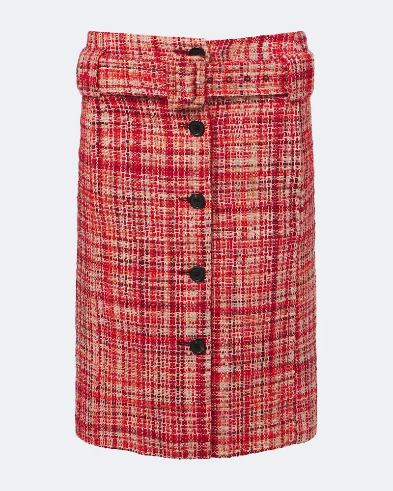 Prada Midirock aus Tweed Rot