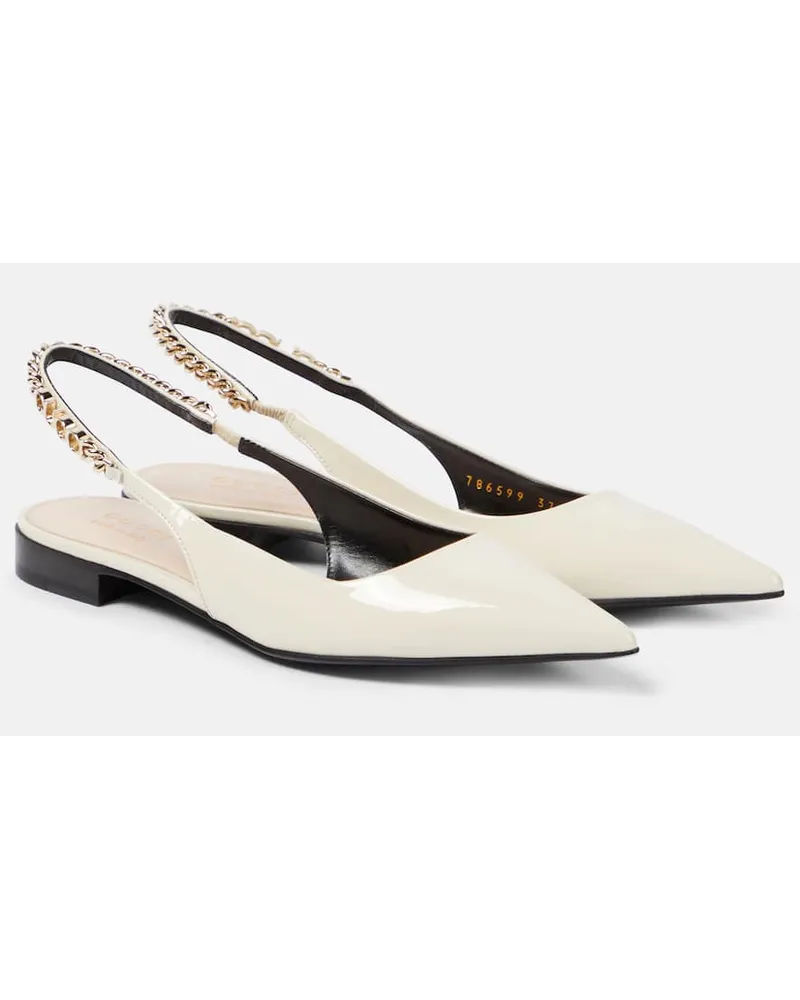 Gucci Slingback-Ballerinas  Signoria aus Lackleder Weiss