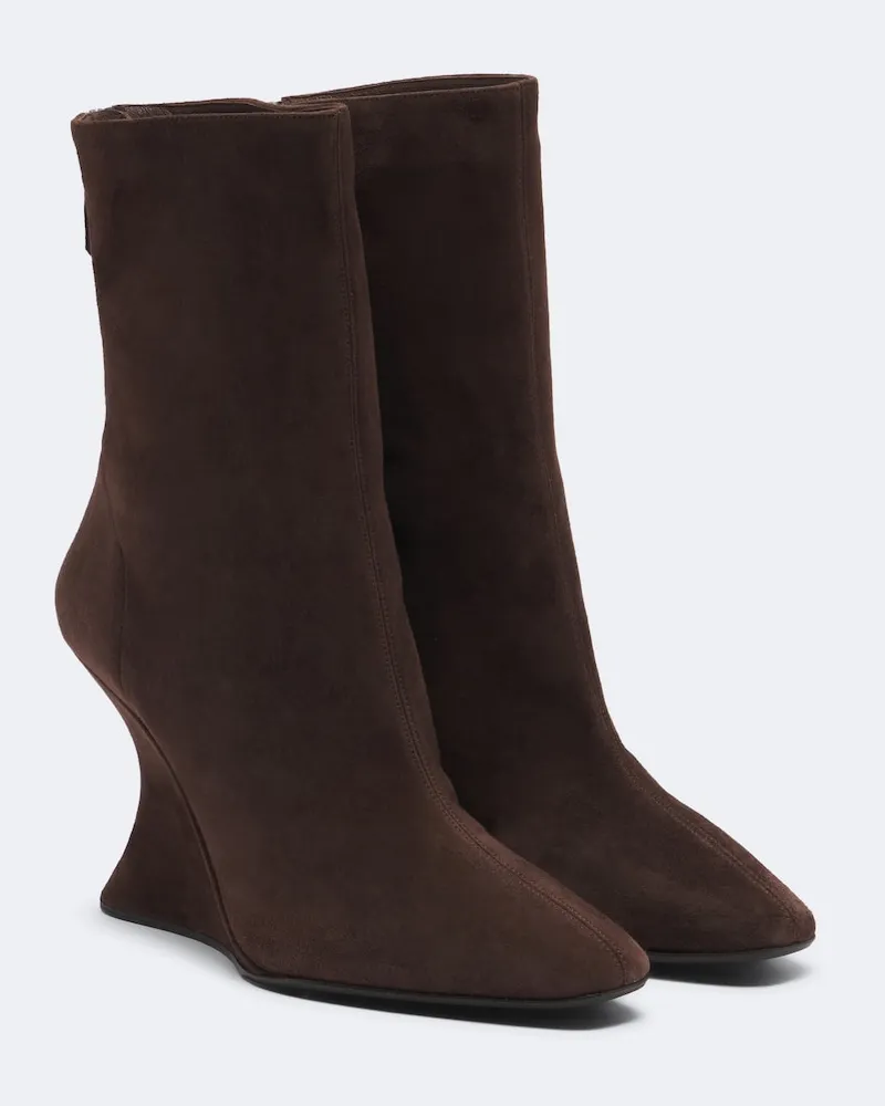 Aquazzura Ankle Boots Amore aus Veloursleder Braun