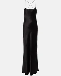 Saint Laurent Robe aus Seidensatin Schwarz