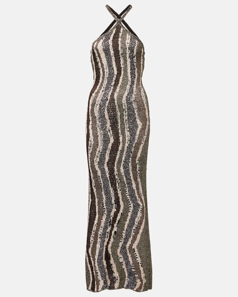 Missoni Robe aus Häkelstrick mit Pailletten Multicolor