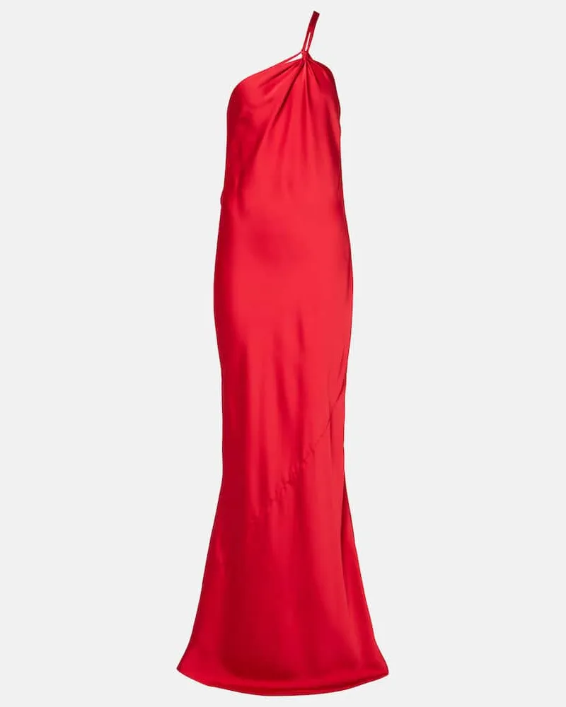 Norma Kamali One-Shoulder-Robe aus Satin Rot