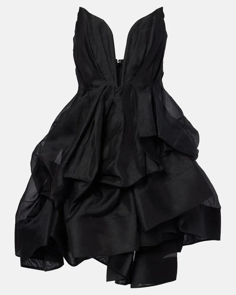 Zimmermann Minikleid Illuminate aus Leinen und Seide Schwarz