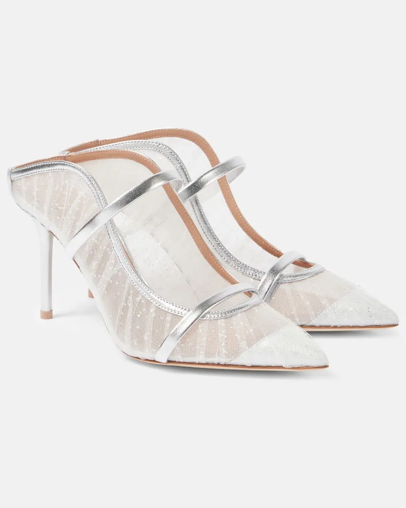 Malone Souliers Mules Maureen 85 mit Metallic-Leder Silber