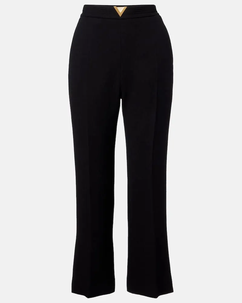 Valentino Garavani Gerade Hose VGold aus Crêpe Schwarz
