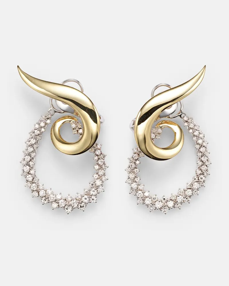 YEPREM Ohrringe Golden Strada aus 18kt Gelb- und Weißgold mit Diamanten Gold