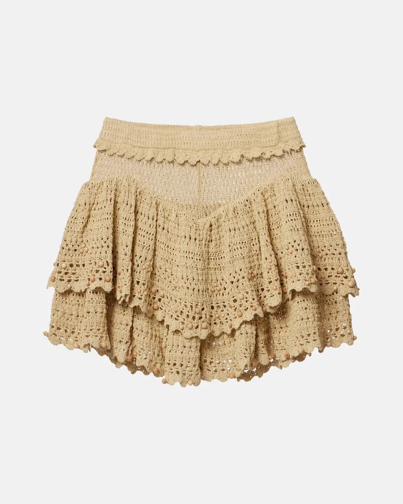 Isabel Marant Verzierte Shorts Olzea aus Häkelstrick Beige
