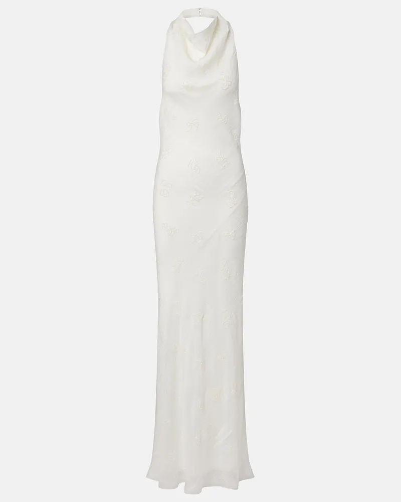 STAUD Verziertes Maxikleid Roselle aus Organza Weiß