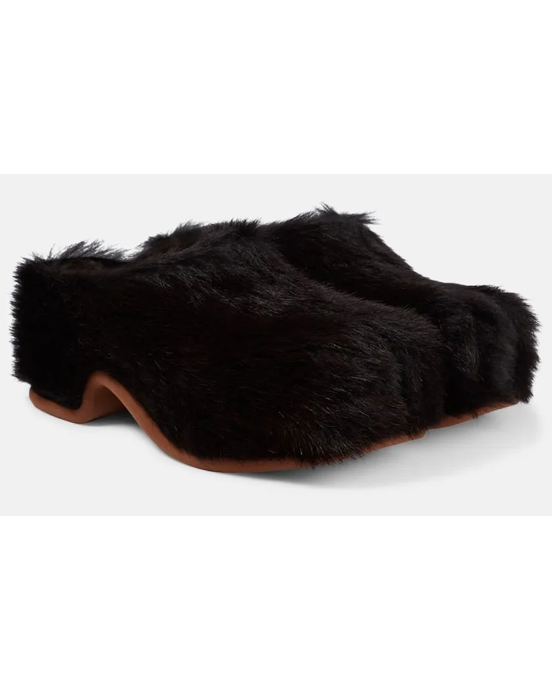 Dries van Noten Clogs aus Faux Fur Braun