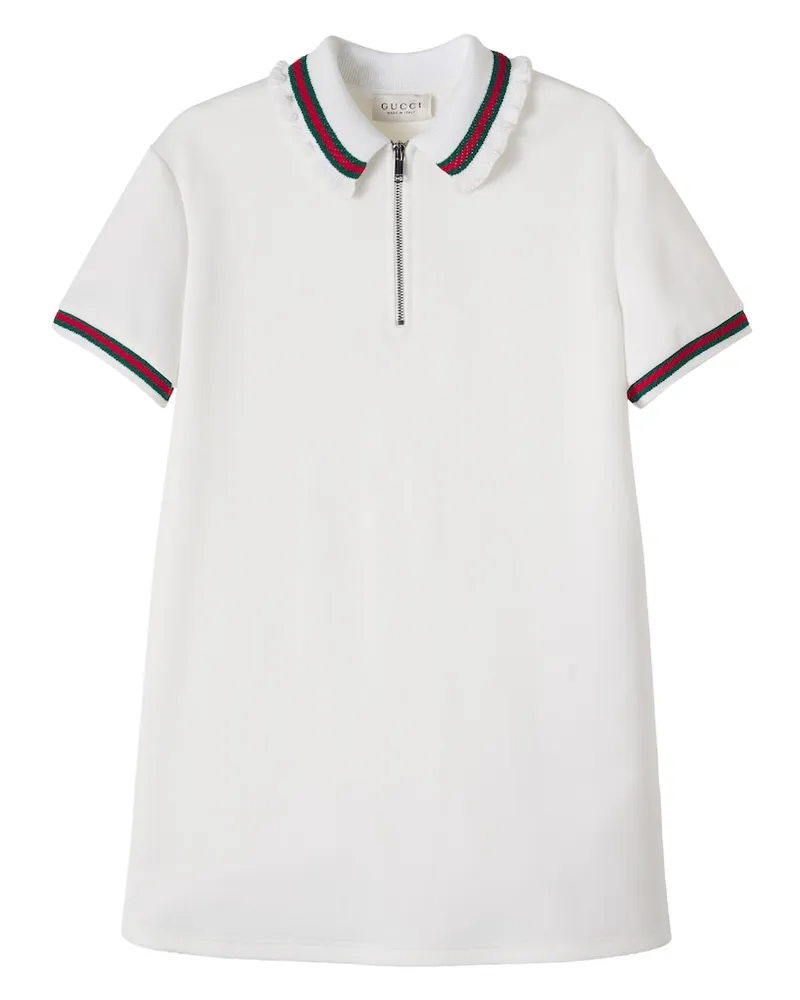 Gucci Polokleid Web Stripe aus Piqué Weiß
