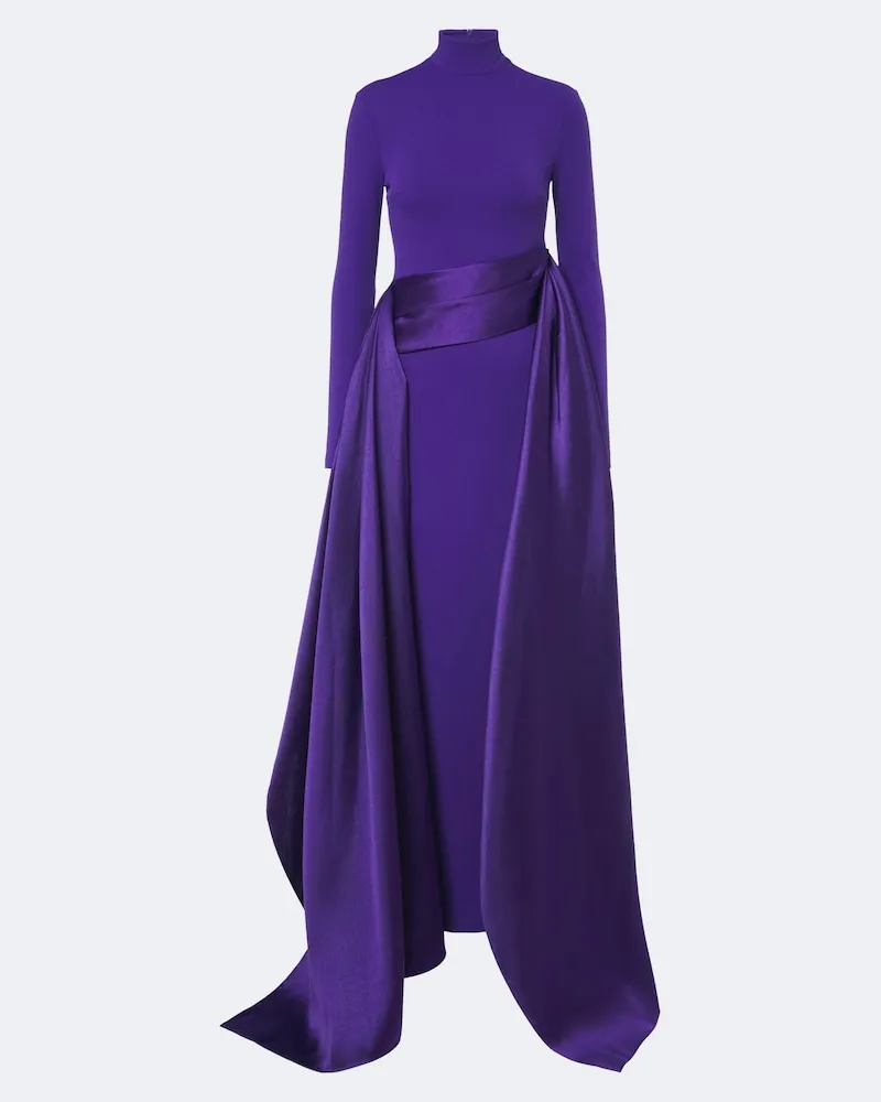 Solace London Robe Olivia aus Crêpe mit Satin Violett