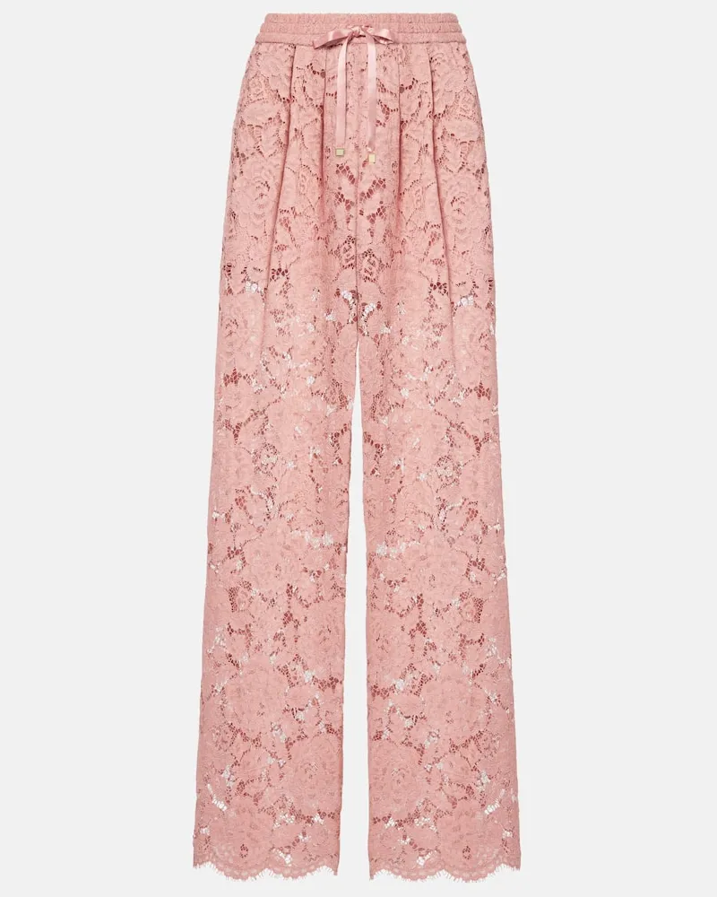 Dolce & Gabbana Weite Hose aus Spitze Rosa
