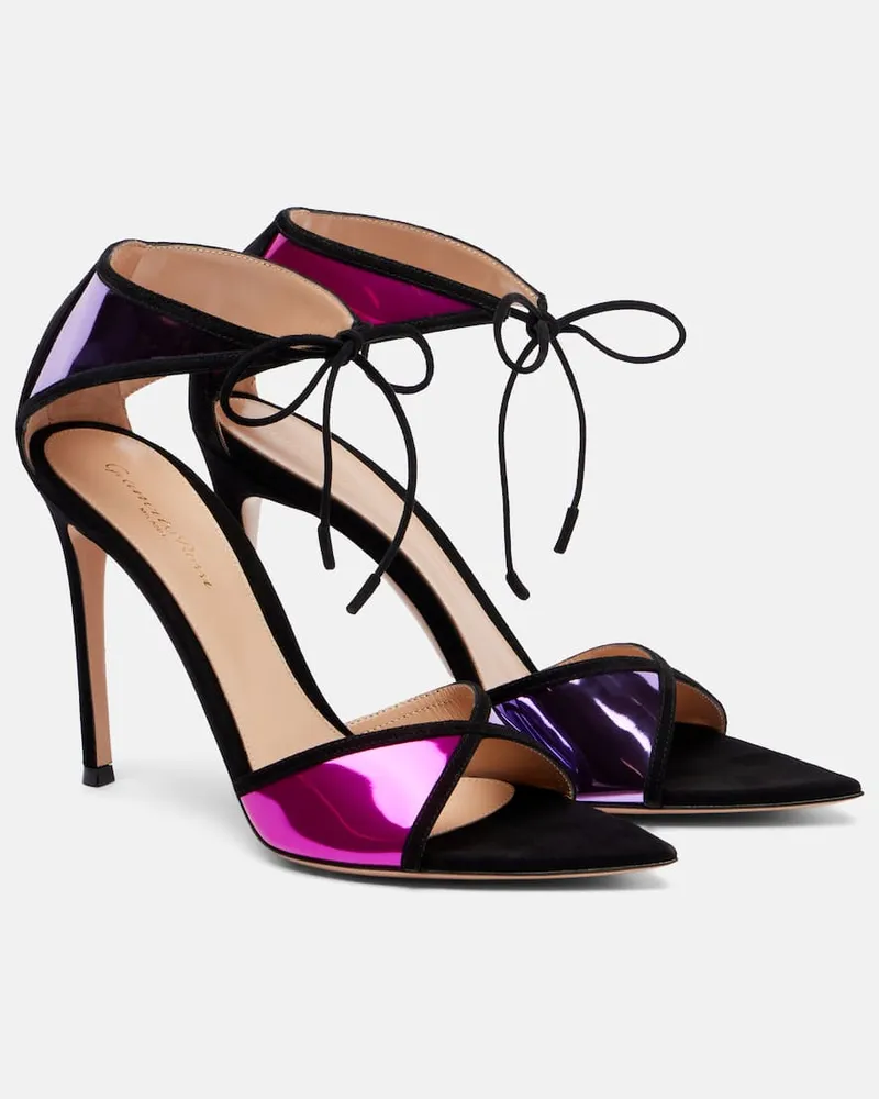 Gianvito Rossi Pumps 105 aus Metallic-Leder Schwarz