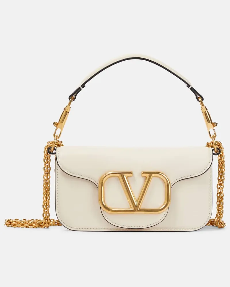 Valentino Garavani Schultertasche Loco Small aus Leder Weiss