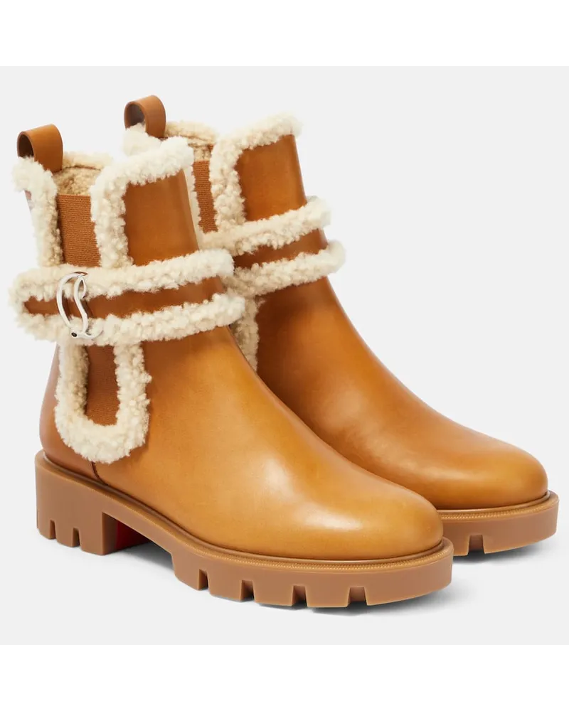 Christian Louboutin Ankle Boots CL Chelsea mit Shearling Beige