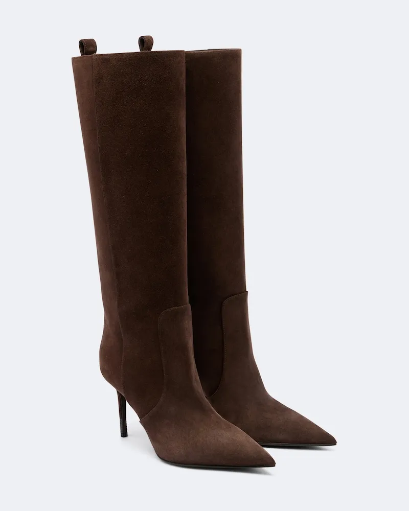 Brunello Cucinelli Stiefel Monili aus Veloursleder Braun