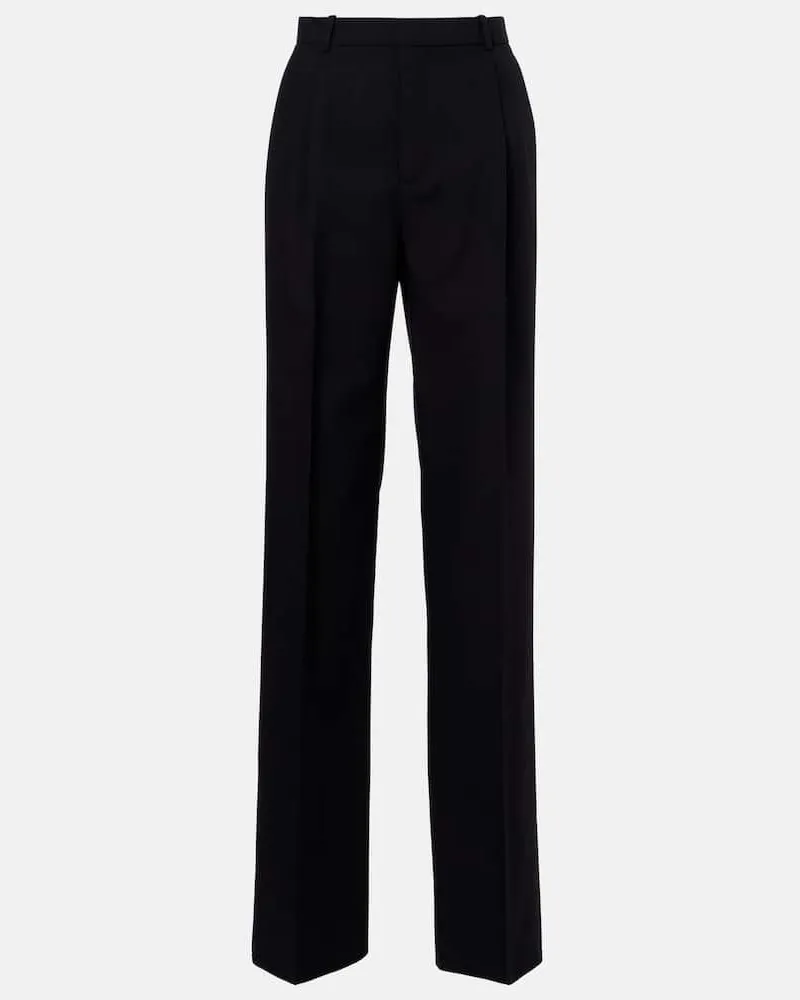 Saint Laurent Gerade Mid-Rise-Hose aus Wolle Schwarz