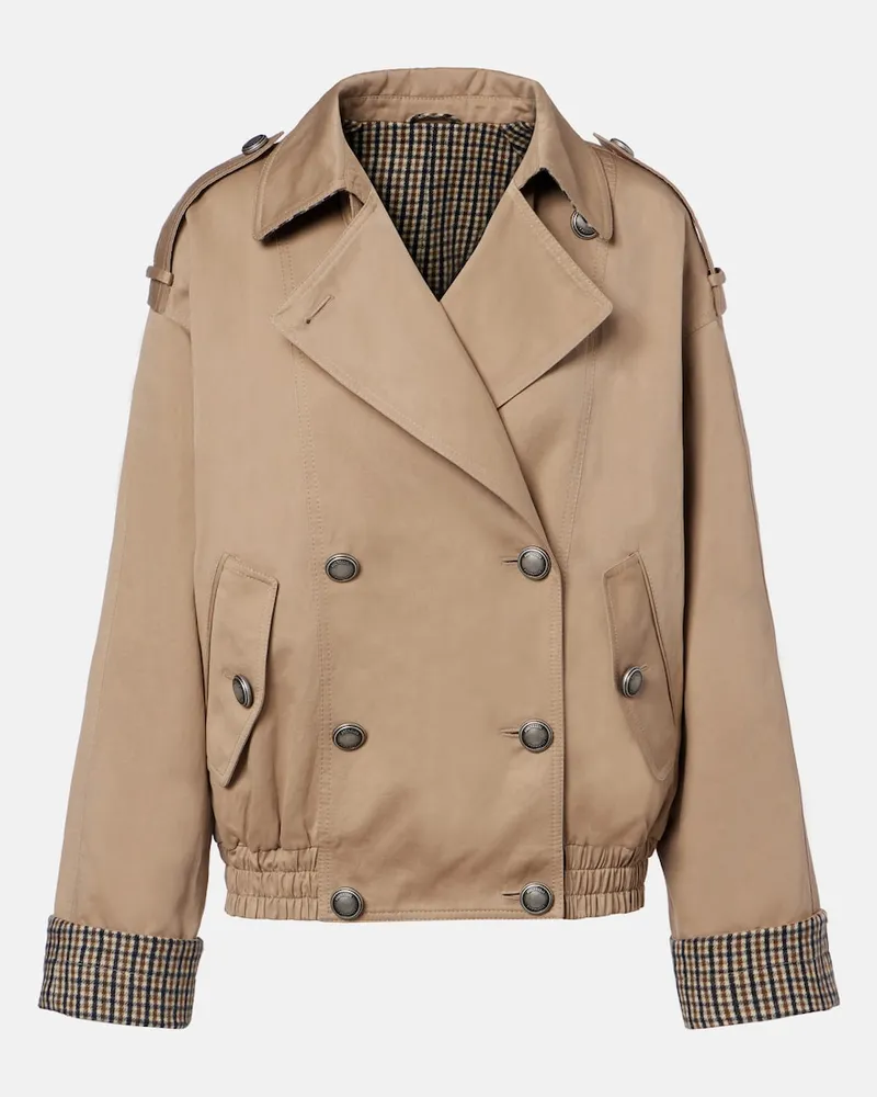 Brunello Cucinelli Jacke aus Baumwolle und Leinen Braun