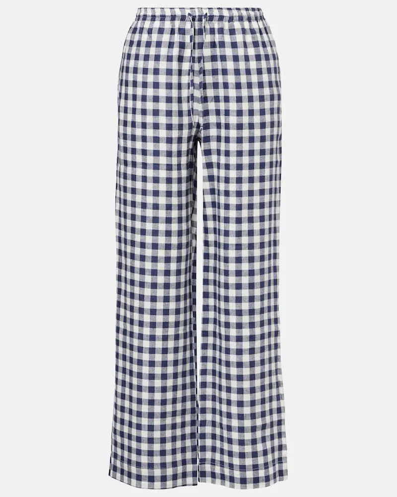 ASCENO Weite Hose Aurelia aus Leinen Blau