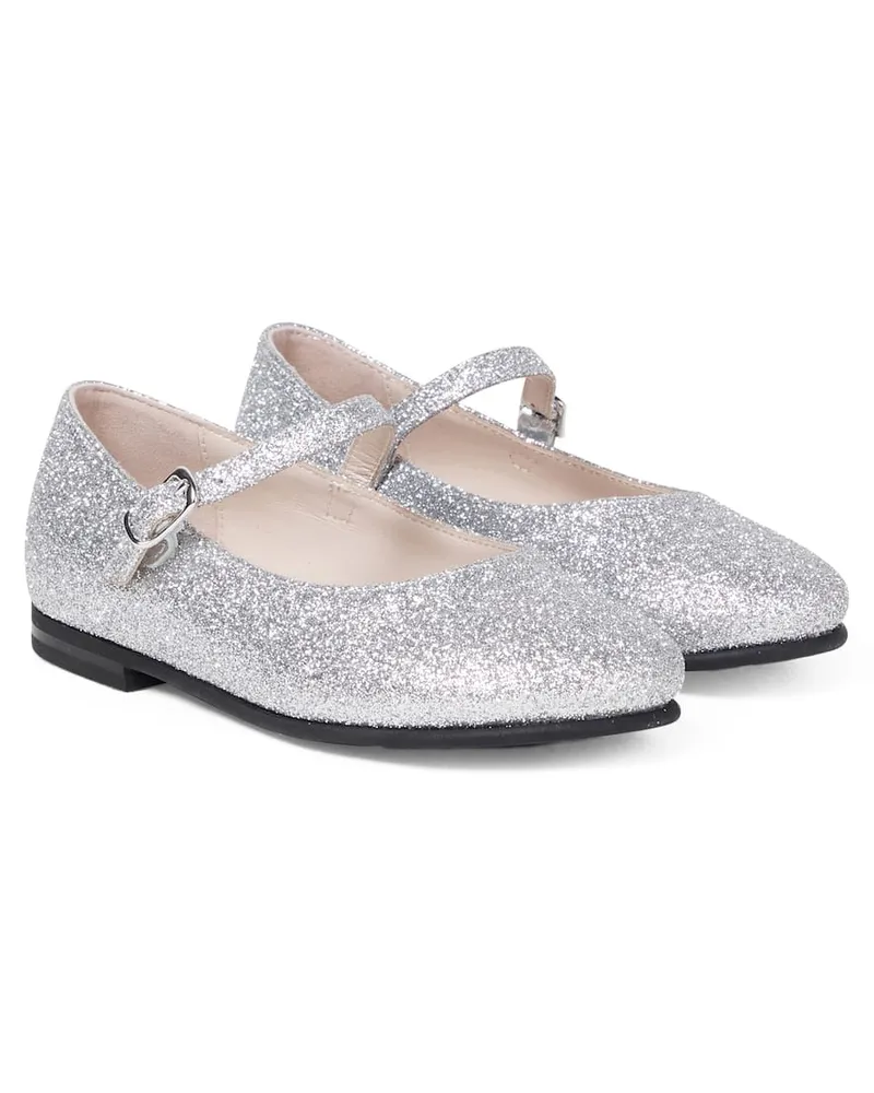 Il Gufo Mary-Jane-Ballerinas mit Glitter Silber