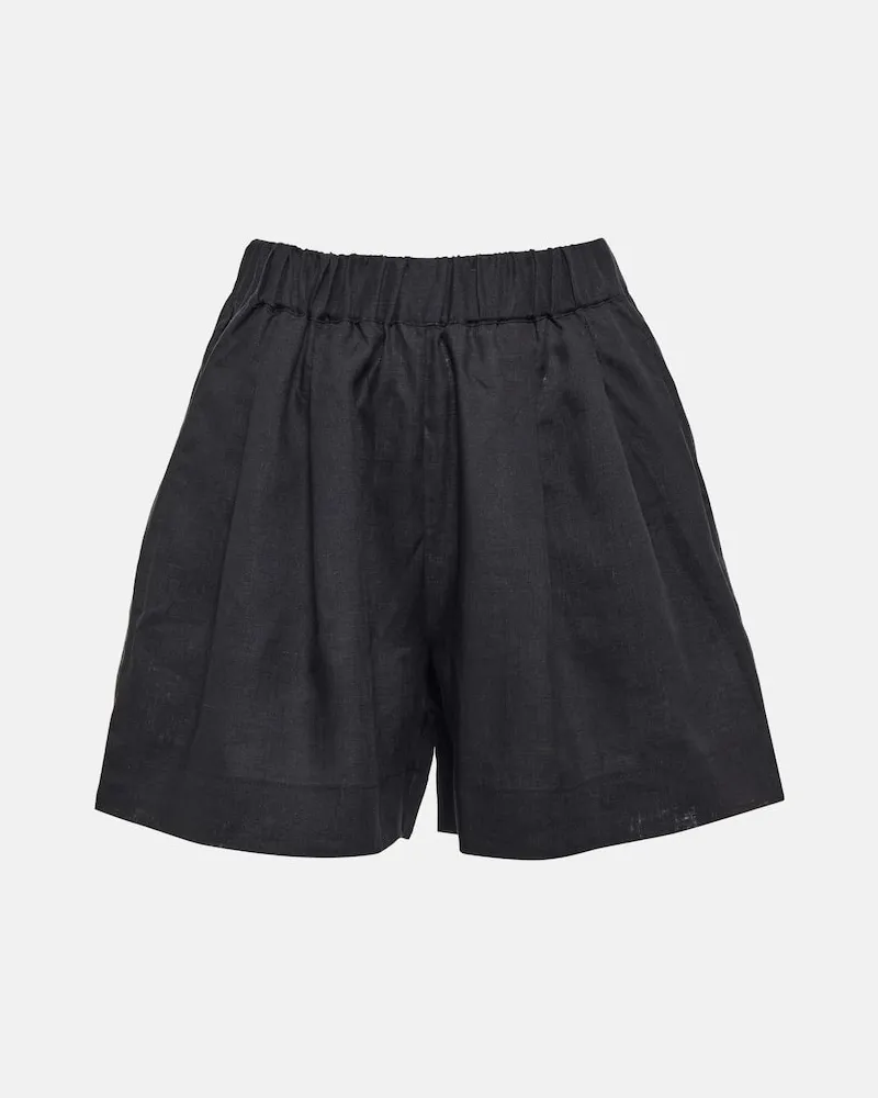 ASCENO Shorts Zurich aus Leinen Schwarz