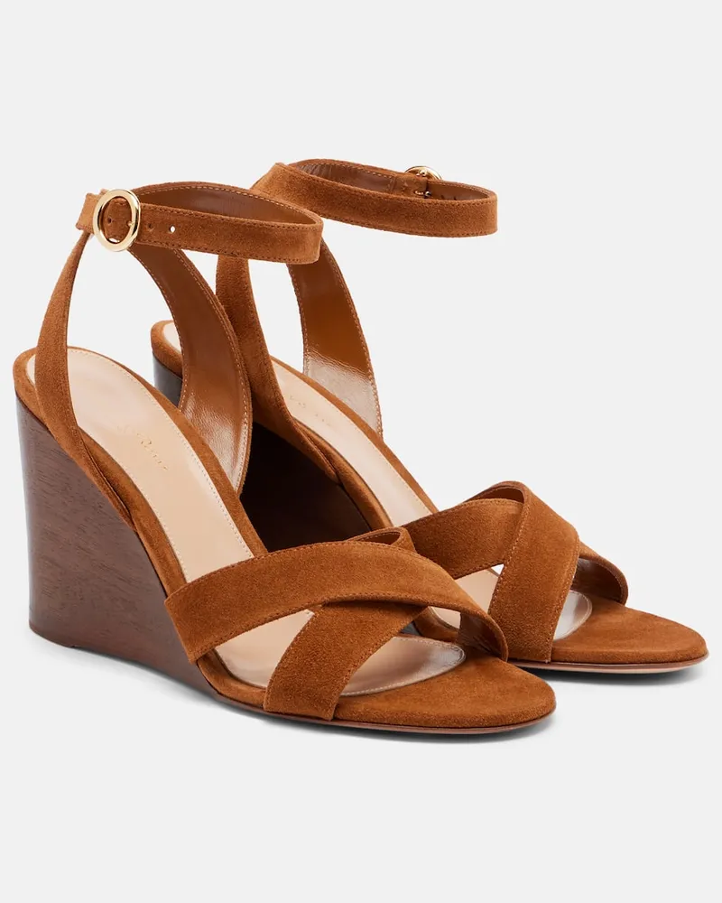 Gianvito Rossi Wedge-Sandalen aus Veloursleder Braun