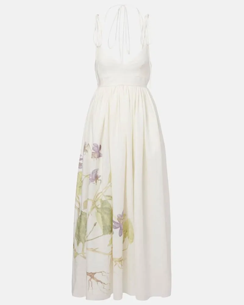 Erdem Maxikleid aus Leinen Weiß