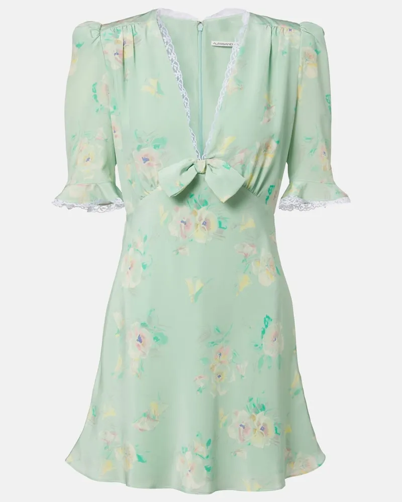 Alessandra Rich Minikleid aus Seide mit Spitze Grün