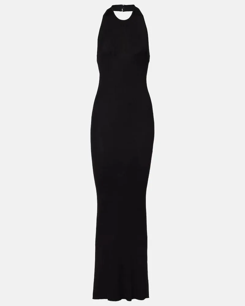 Nili Lotan Maxikleid aus Rippstrick Schwarz