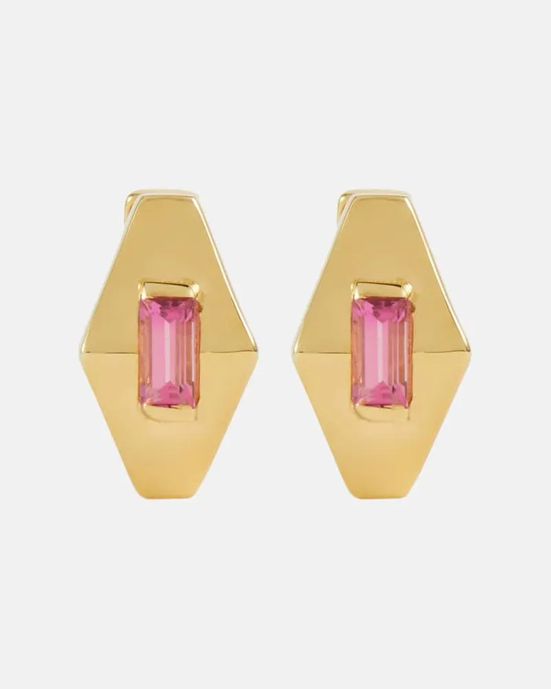 Aliita Ohrringe Deco Rombo Mini aus 9kt Gelbgold mit Turmalin Gold
