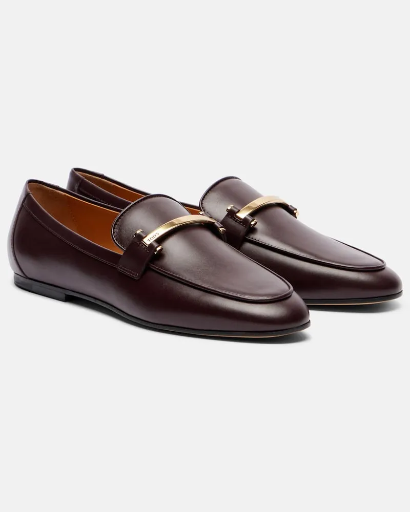 TOD'S Loafers Barretta aus Leder Burgunderrot
