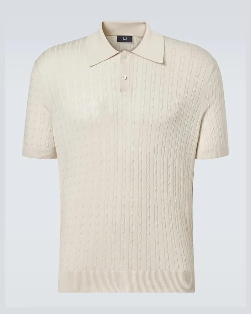 Dunhill Polohemd aus Baumwolle und Seide Weiß