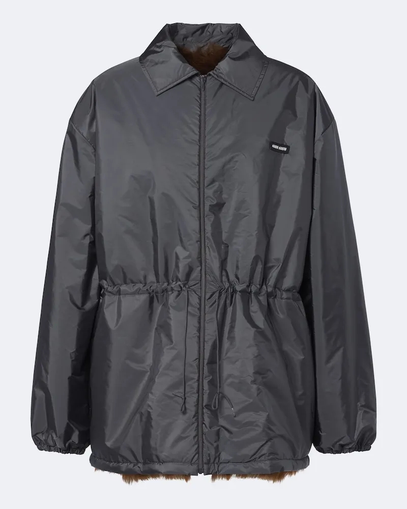 Miu Miu Blousonjacke mit Lammfell Blau