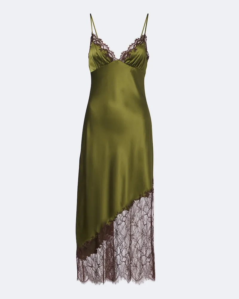 STAUD Slipdress Lara mit Spitze Grün