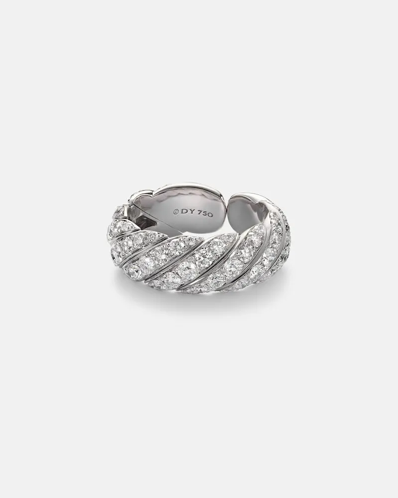 David Yurman Ring Sculpted Cable aus 18kt Weißgold mit Diamanten Silber