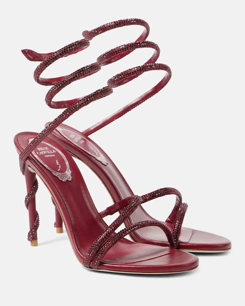 René Caovilla Verzierte Sandalen Margot Burgunderrot