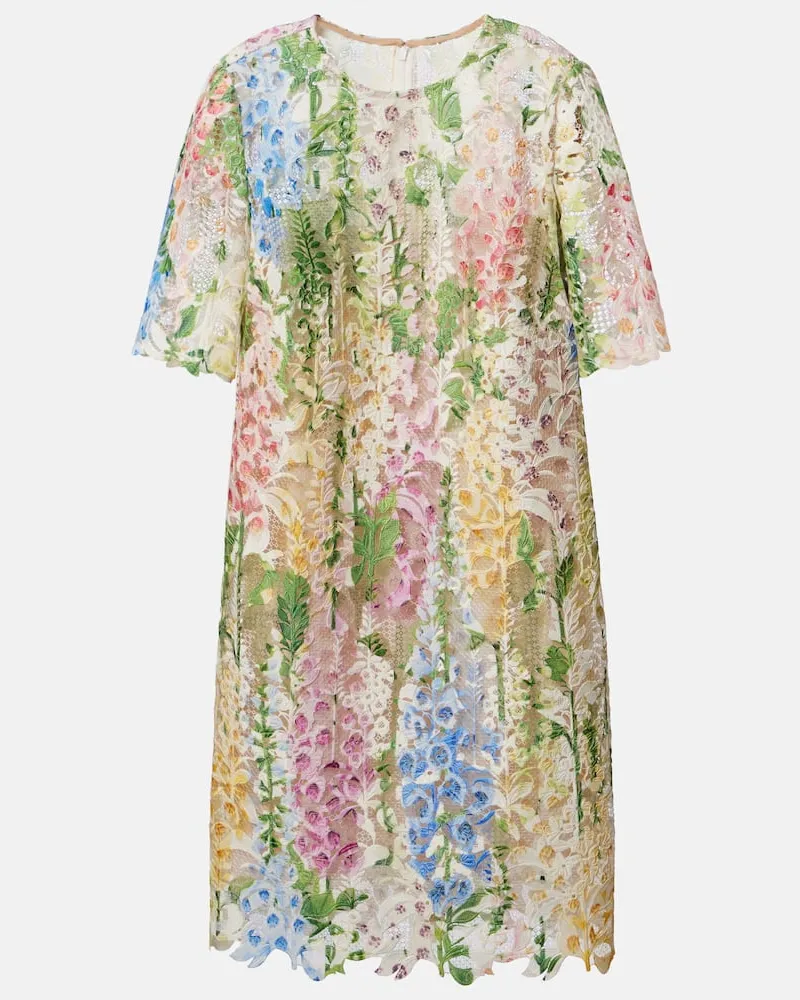 Oscar de la Renta Minikleid aus Spitze Multicolor