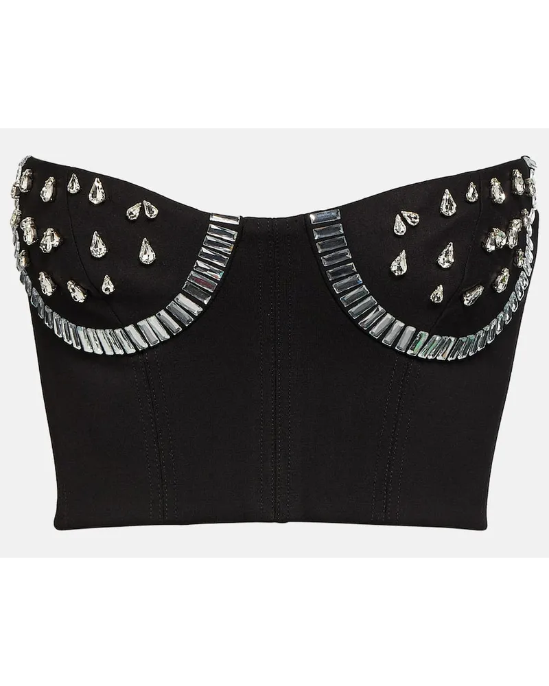 Area Verziertes Cropped-Top Schwarz