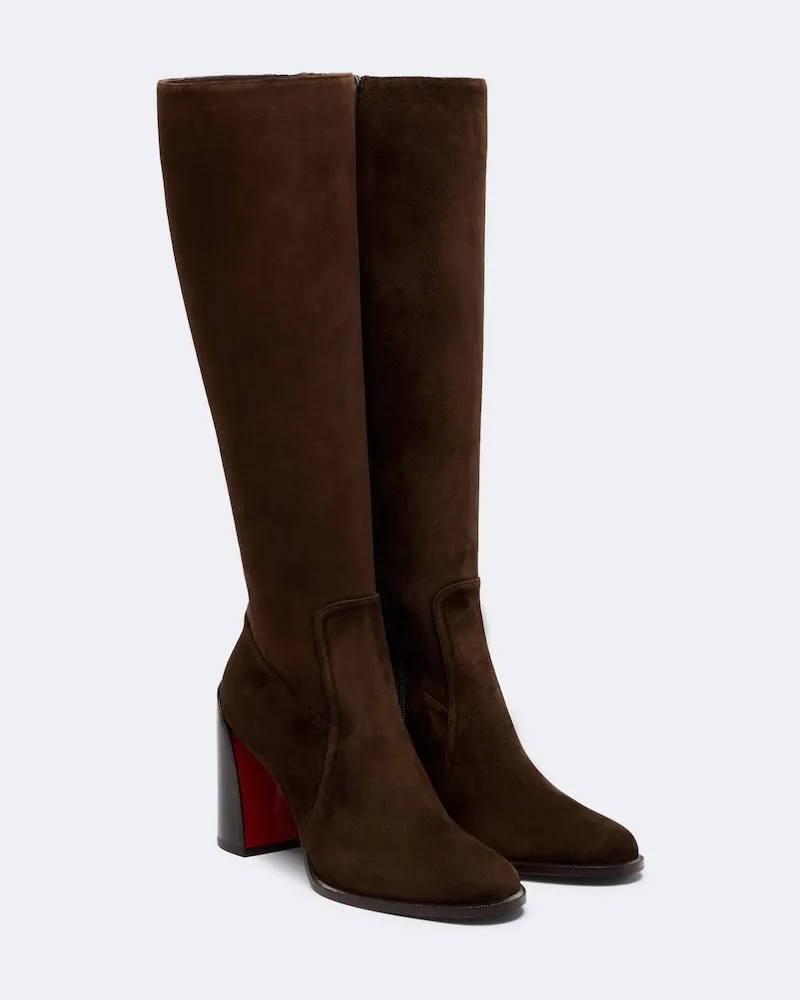 Christian Louboutin Kniehohe Stiefel Iranina aus Veloursleder Braun