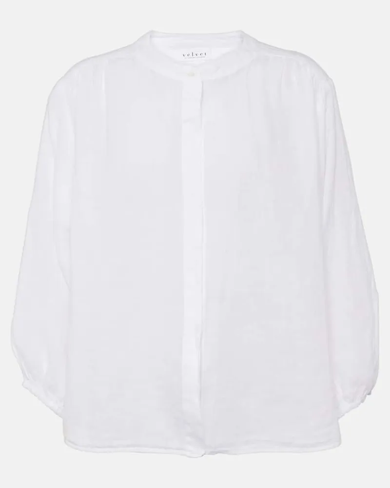 Velvet Bluse Avis aus Leinen Weiß