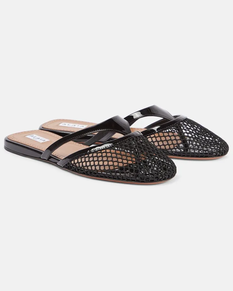 Alaïa Alaïa Slippers Infradito mit Lackleder Schwarz