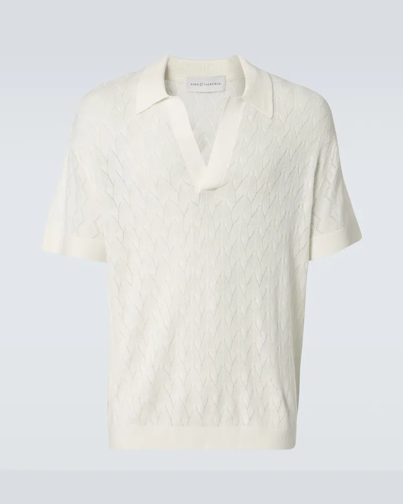 King & Tuckfield Polopullover aus Wolle Weiß