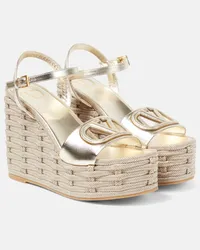 Valentino Garavani Wedge-Sandalen VLogo aus Metallic-Leder Metallic