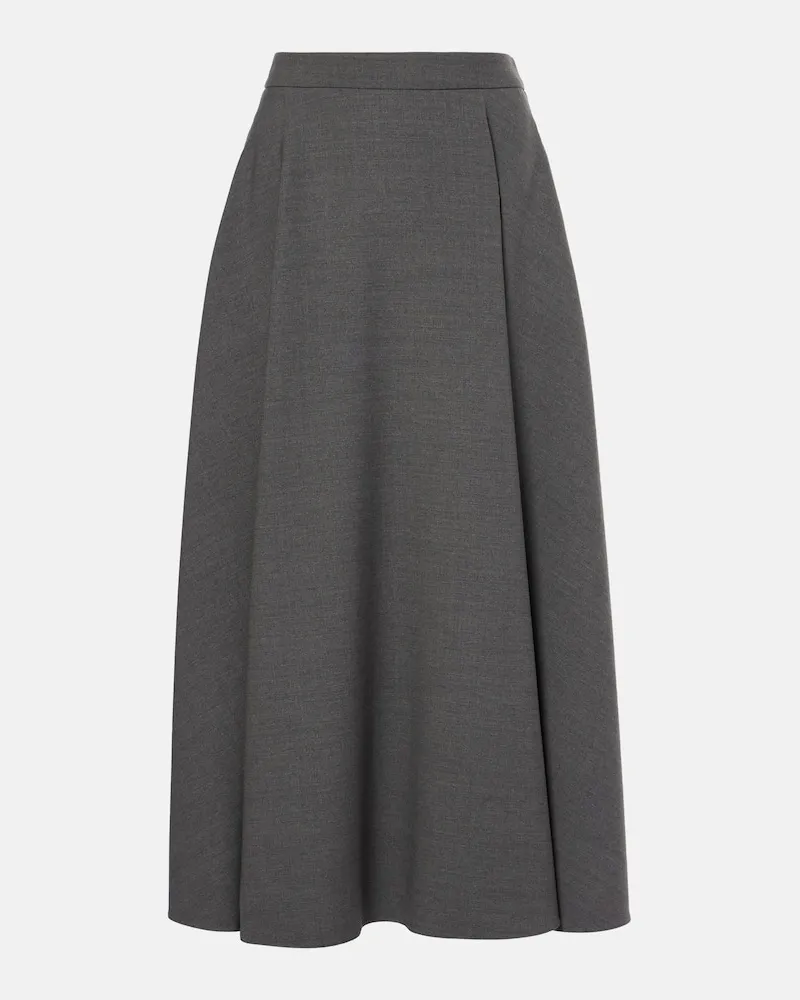 Valentino Garavani Midirock VGold aus Woll-Gabardine Grau
