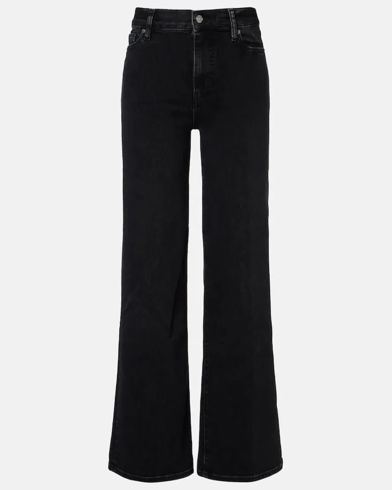 Frame Denim High-Rise Wide-Leg Jeans Le Slim Palazzo Schwarz