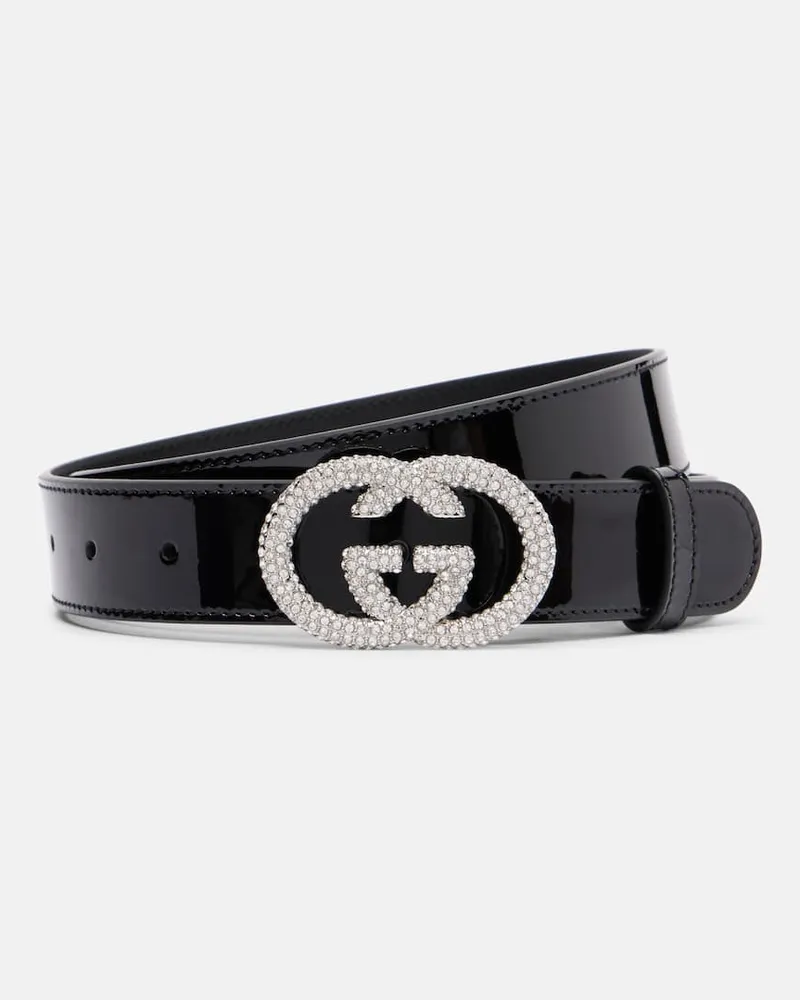 Gucci Gürtel Interlocking G aus Lackleder Schwarz